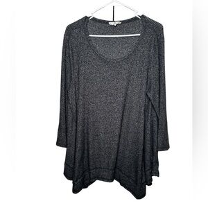 Rio &‎ Rian Women's 3/4 Length Sleeve Top w/ Shark Bite Hem Size XL Black
